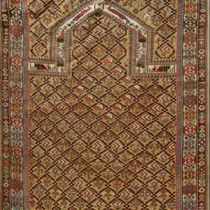 Antique Caucasian Tribal Geometric Islamic Prayer Rug