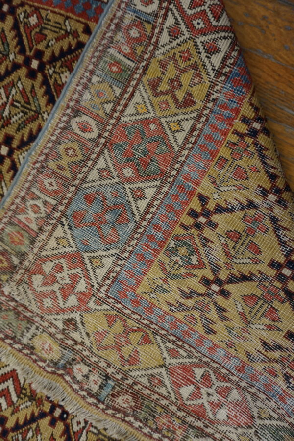 Antique caucasian tribal geometric islamic prayer rug - image 7