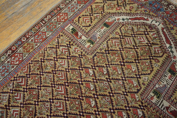 Antique caucasian tribal geometric islamic prayer rug - image 3