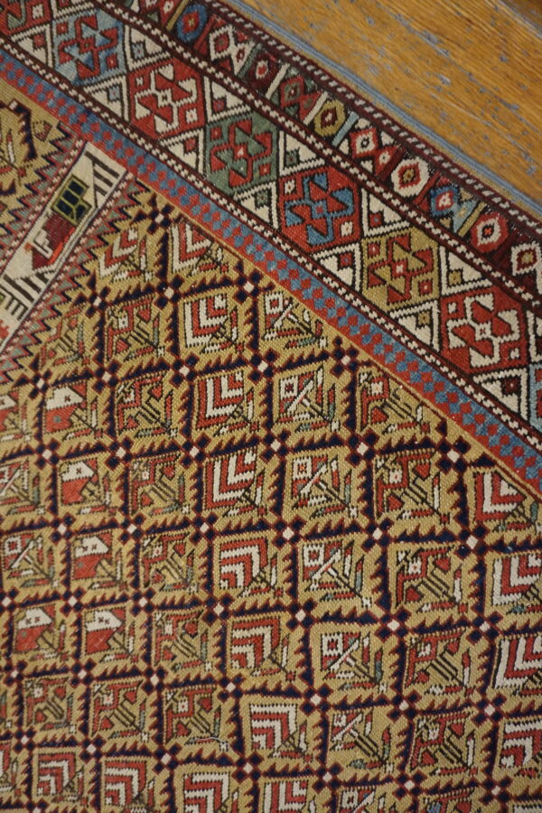 Antique caucasian tribal geometric islamic prayer rug - image 4