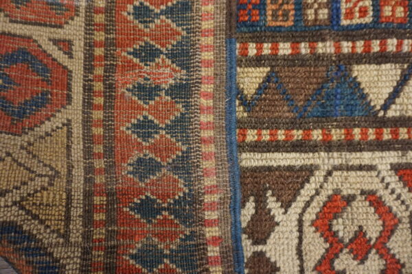 Vibrant 19th century antique allover geometric hand knotted tribal pile caucasian rug - image 2