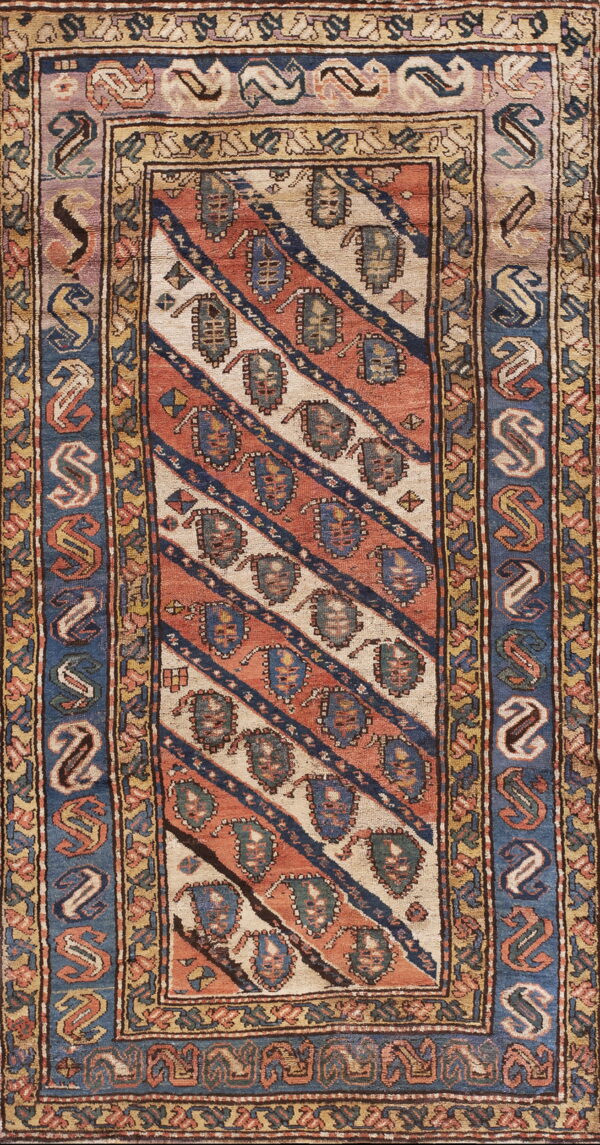 Colorful geometric patterned antique rug