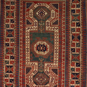 Late 19th century Tribal geometric Antique Key Hole Design Caucasian Kazak Rug