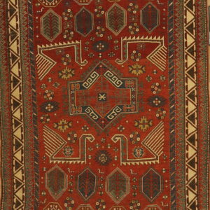 Antique Caucasian Tribal Geometric Akstafa Kazak Rug