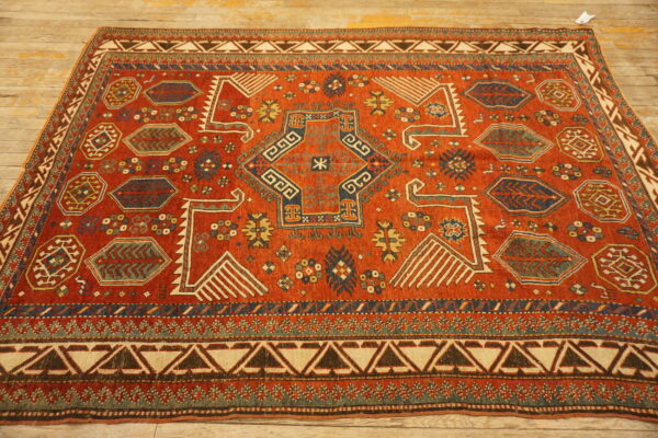 Antique caucasian tribal geometric akstafa kazak rug - image 5