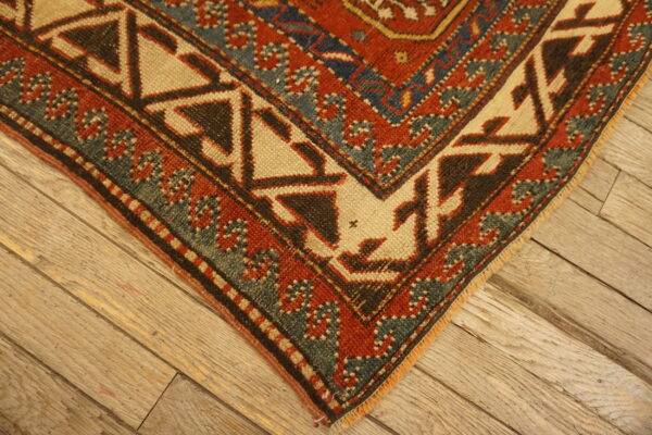 Antique caucasian tribal geometric akstafa kazak rug - image 4