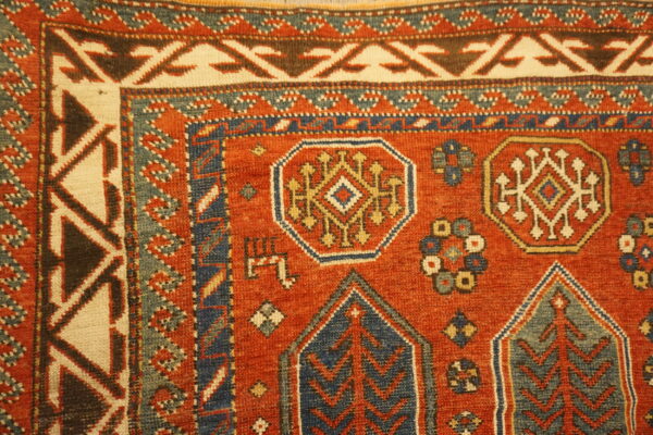 Antique caucasian tribal geometric akstafa kazak rug - image 3