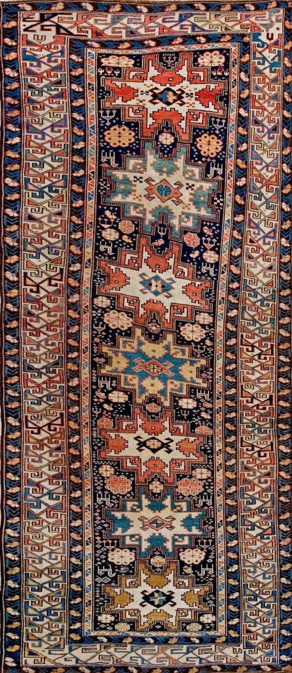 Colorful geometric patterned hallway runner