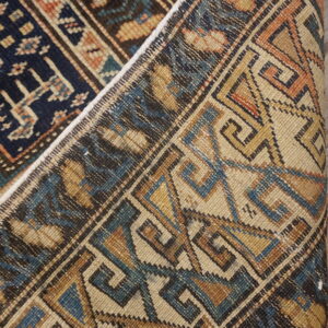 Intricate patterns on vintage wool rug