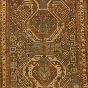 Brown Earthy Antique Caucasian Small Scatter Size Wool Shirvan Rug