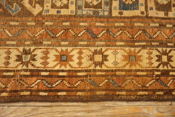 Brown earthy antique caucasian small scatter size wool shirvan rug - image 3
