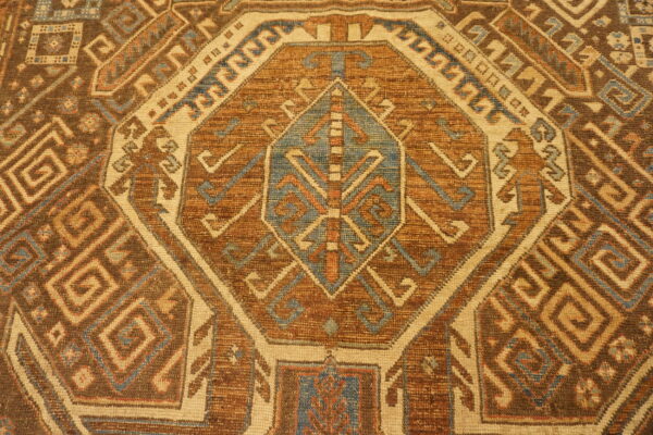 Brown earthy antique caucasian small scatter size wool shirvan rug - image 5