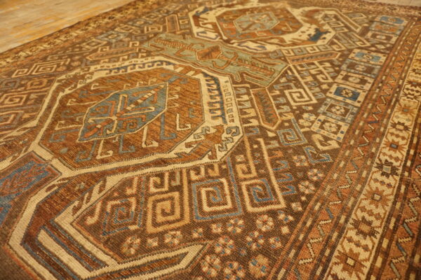 Brown earthy antique caucasian small scatter size wool shirvan rug - image 6