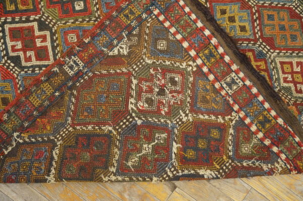 Antique caucasian flatweave verneh tribal geometric kilim area rug - image 4