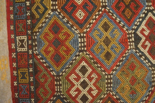 Antique caucasian flatweave verneh tribal geometric kilim area rug - image 7