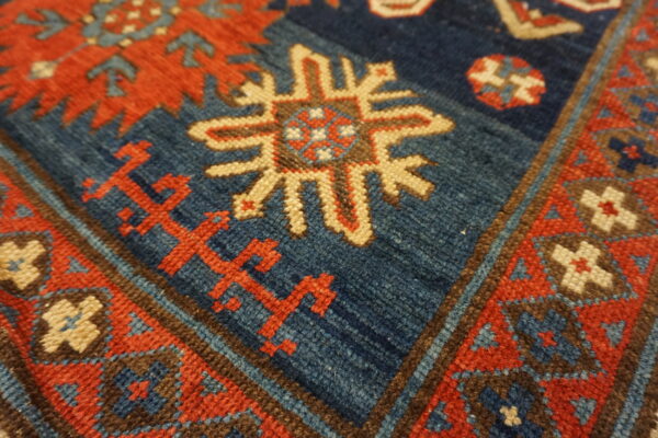 Antique caucasian - hallway runner wool blue rug - image 5