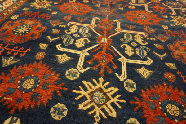Antique caucasian - hallway runner wool blue rug - image 6