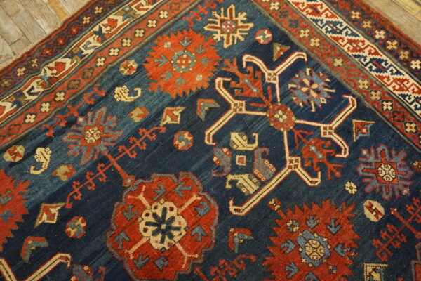 Antique caucasian - hallway runner wool blue rug - image 7