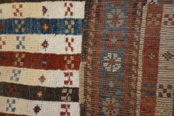 Tribal stripped antique ivory caucasian late 19th century rug - image 2