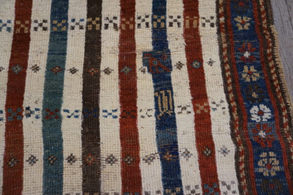 Tribal stripped antique ivory caucasian late 19th century rug - image 4