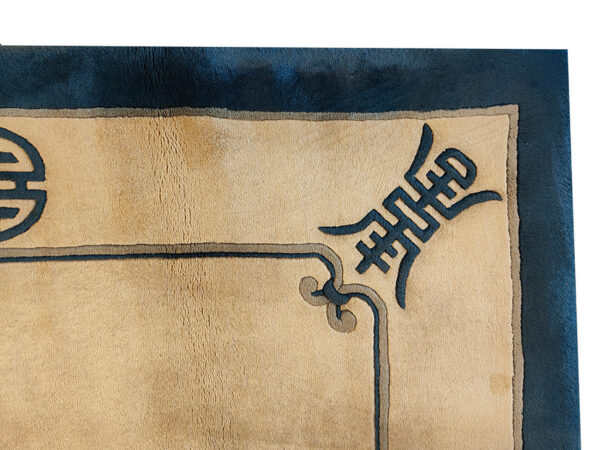 Minimalist vintage light blue and ivory white color open field chinese rug 4 Minimalist vintage light blue and ivory white color open field chinese rug - image 4