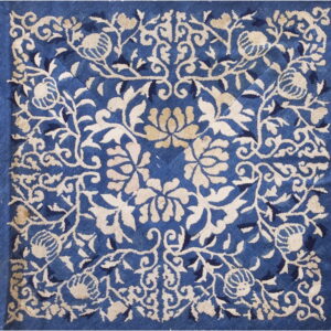 Intricate floral pattern on blue background