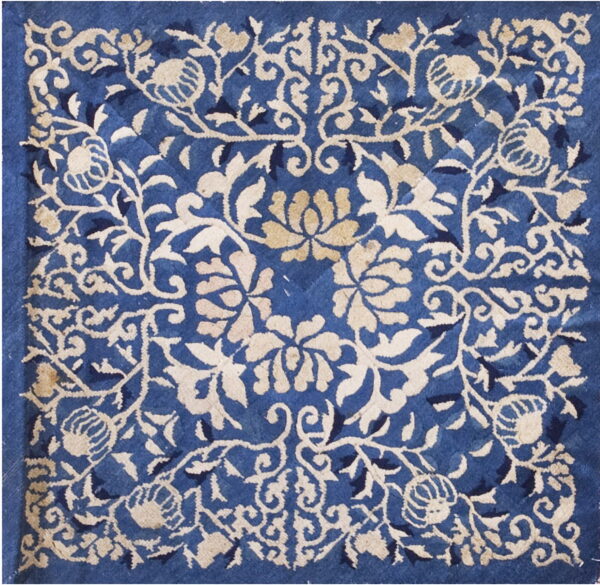 Intricate floral pattern on blue background