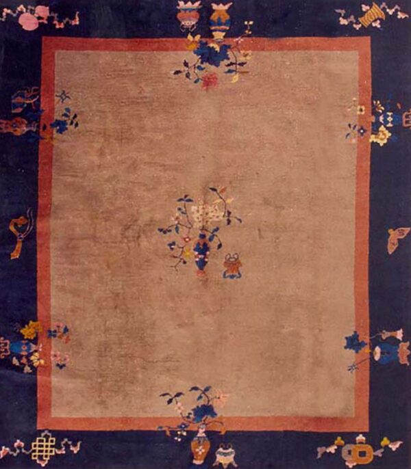 Elegant antique chinese hand-knotted rug