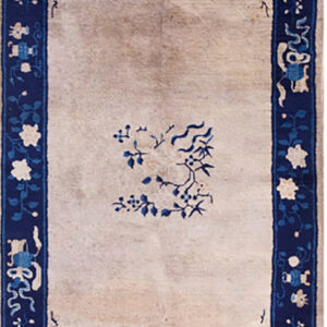 Elegant blue and ivory floral rug