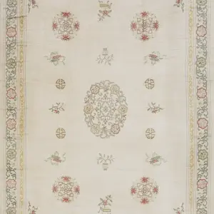 Antique Chinese Peking Big Oversized Light Ivory Color Wool Pile Carpet by Rugs On Net