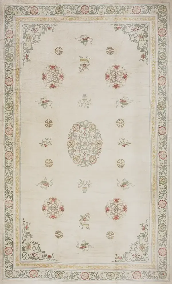 Antique chinese peking big oversized light ivory color wool pile carpet by rugs on net