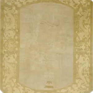 Ivory Antique Chinese Crane and Dragon Design Oval Peking Rug by Rus on Net