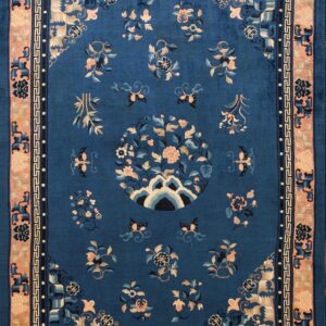 Floral medallion on blue background