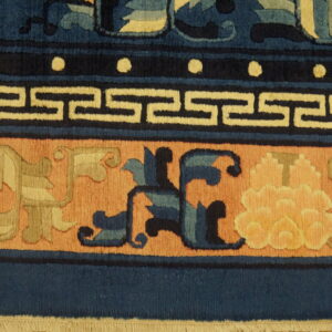 Floral medallion design on blue