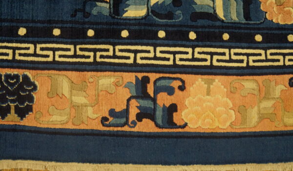 Floral medallion design on blue