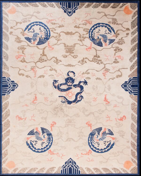 Antique chinese - peking ivory 1880s  wool rug