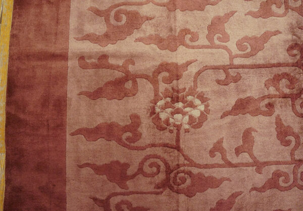 Antique allover floral wool hand knotted pile purple / lavender mauve 1930s rug - image 3