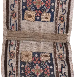 Antique Chinese Small Scatter Size Wool Pile Ivory Saddle Horse Cover Rug by Rugs On Net