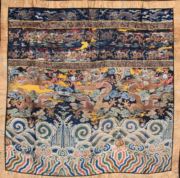 Colorful dragon pattern on fabric