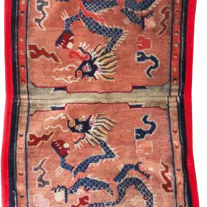 Antique Coral Color Chinese Dragon Cloud Band Design Saddle Horse Cover Rug by Rugs On Net