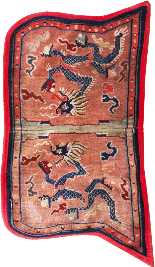 Antique coral color chinese dragon cloud band design saddle horse cover rug by rugs on net