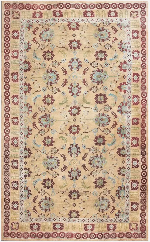 Antique cream color arts and crafts design soft cotton pile indian agra rug by rugs on net