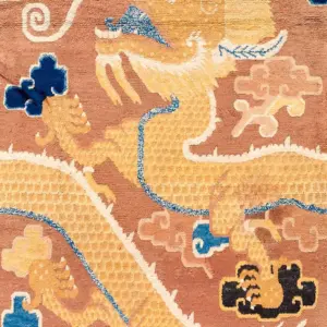 Antique Early 19th Century Chinese Dragon Cloud Band Design Peking Pillar Carpet by Rugs On Net