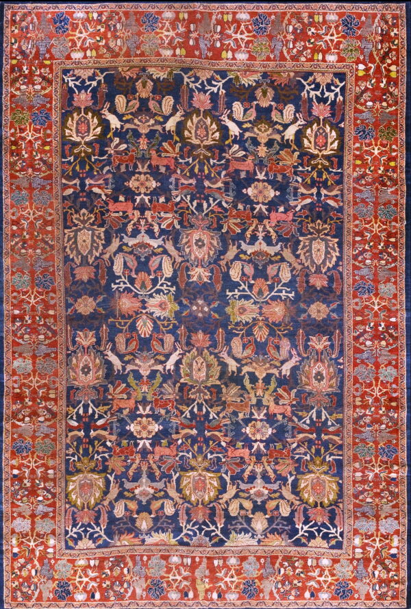 Intricate floral pattern on blue background