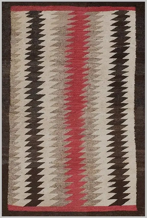 Antique geometric jagged stipes native american flat weave ivory navajo tribal rug by rugs on net