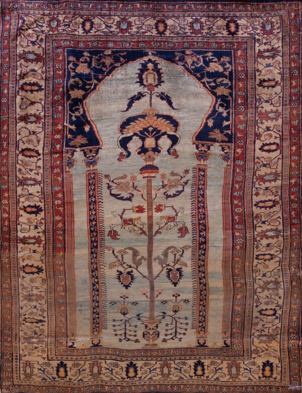Fine luxurious antique persian heriz muslim prayer rug by rugs on net