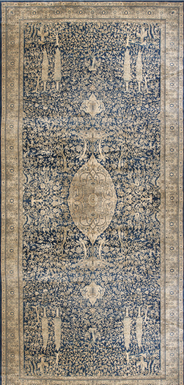 Antique indian oversized large oversized big rug wool blue