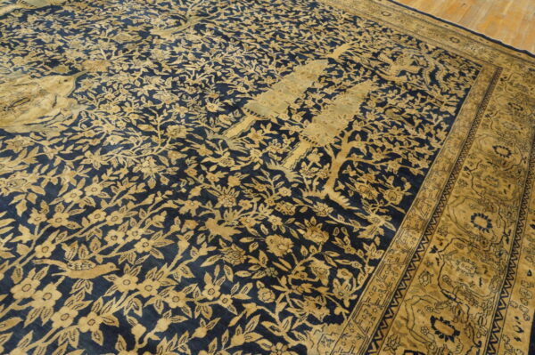 Antique indian oversized large oversized big rug wool blue - image 11