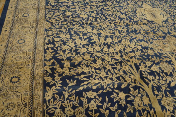 Antique indian oversized large oversized big rug wool blue - image 12