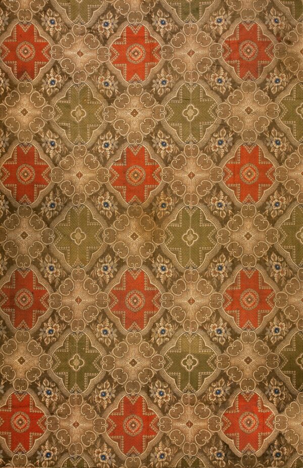 Antique ingrain american geometric knotted rug